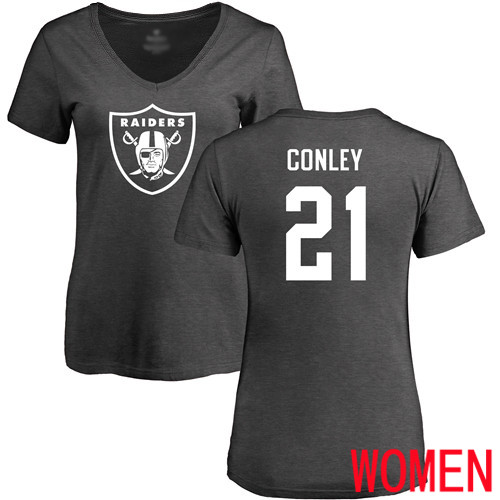 Oakland Raiders Ash Women Gareon Conley One Color NFL Football #21 T Shirt->women nfl jersey->Women Jersey